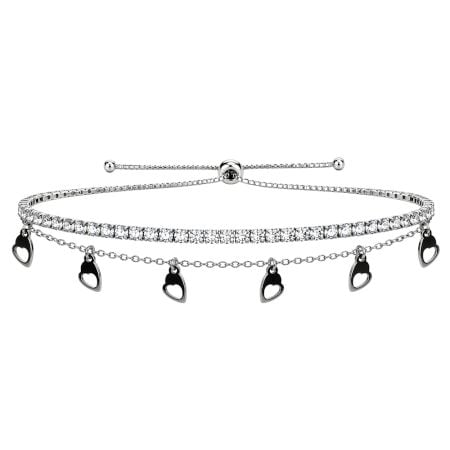 Handmade Silver Jewelry Heart Tennis Bracelet